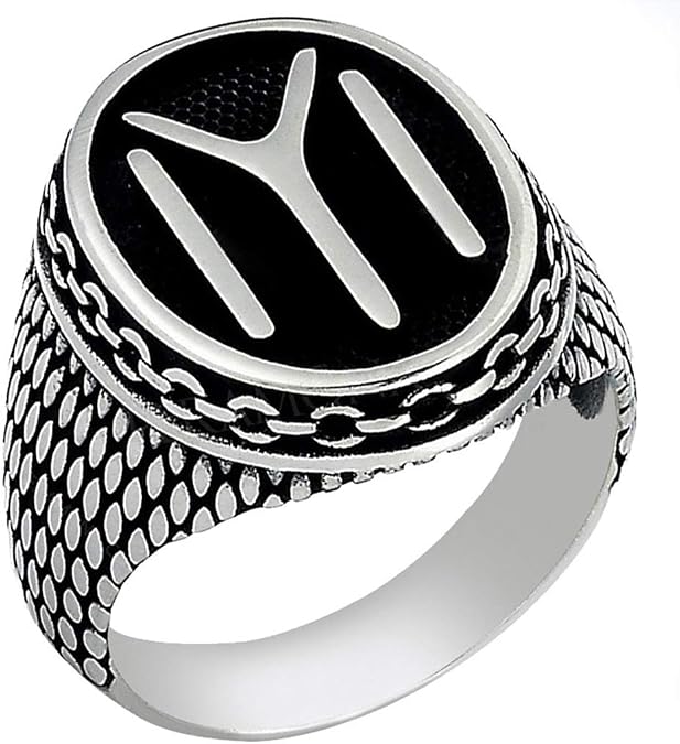 Solid 925 Sterling Silver Turkish IYI Kayi Tribe Oval Men's Ring