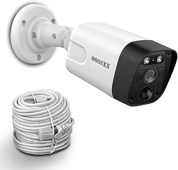 OOSSXX (2026 Updated) 4K 8MP Add-On PoE Security Camera for PoE NVR Systems, Bullet IP Expansion Camera, 130 Wide Angle, 2-Way Audio, AI Human Detection, PIR Sensor, PoE/12V, 60FT Ethernet Cable