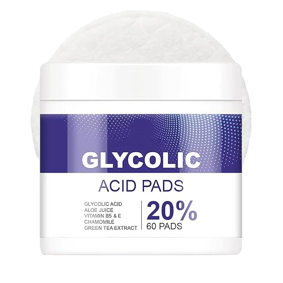 20% Glycolic Acid Facial Pads (60 Count),Exfoliating Resurfacing Pad for Face With Tea Tree Oil, Glycolic Acid Pads for Face Peel & Radiance Deep Cleaning Effect Radiant Skin Renewal