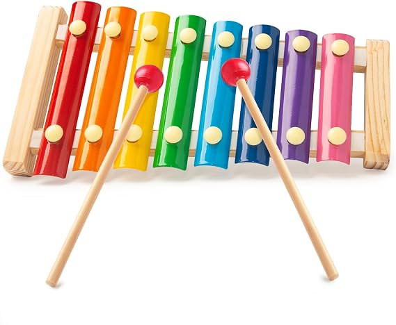 MCPINKY Xylophone for Kids with 2 Mallets, Wooden, Rainbow | Baby Xylophone, Musical Instruments Toy for Toddlers, Birthday Party Favors