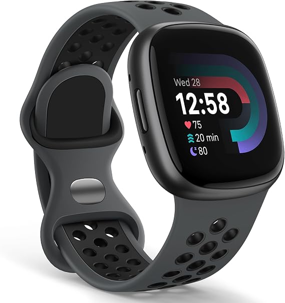 Yoohoo Silicone Straps Compatible with Fitbit Versa 4/Versa 3/Sense 2/Sense | Multi Holes,Soft and Breathable, Waterproof,Sport Wristband Replacement Band for Fitbit Watch,Small