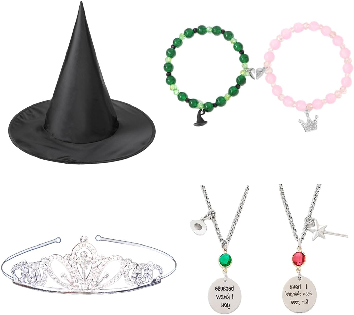 Tahonuss 6 Pcs Witch Princess Costume Accessories Set Includes Hat and Crown Dress up Outfits for Princess Witch Themed Birthday Party Cosplay
