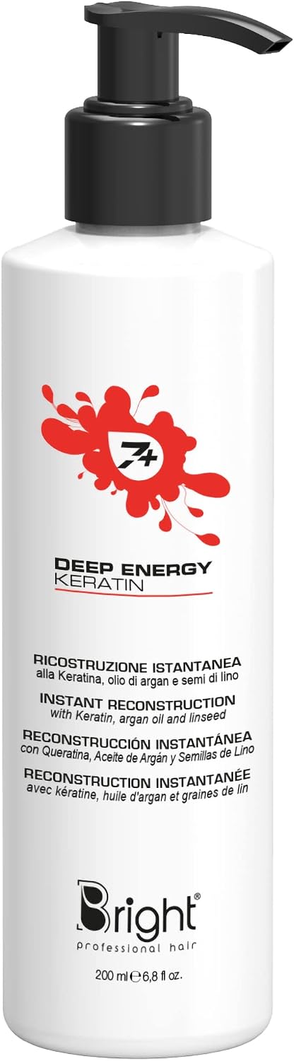 Bright Professional Hair Deep Energy Keratin 200 ml Instant Damaged Hair Reconstruction Keratin Cream for Restructuring Treatment Keratin Straight and Curly Hair Dry and Damaged