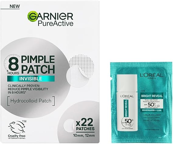 GARNIER Pimple Patch 22'li Sivilce Bandı/Hidrokolloid Bant & L'Oreal Paris Bright Reveal UV Hediyeli