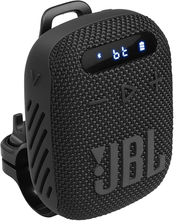 JBL WIND3 Bluetooth Speaker Waterproof/Dustproof/Hands-Free Calling/Bicycle Mount/Wide FM Radio Support/USB Type-C Charging/IP67 Black JBLWIND3JN