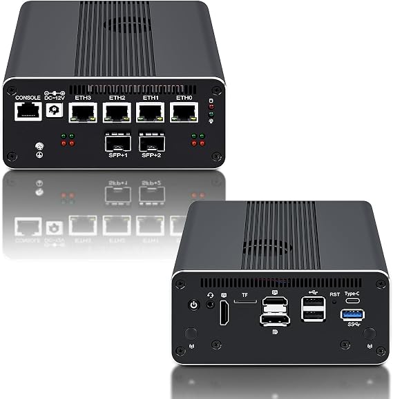 10GbE SFP+ Firewall Mini PC Alder Lake N100 4x i226-V 2.5G 16GB DDR5 512GB SSD Mini Computer Soft Router PC Proxmox Server, Barebone