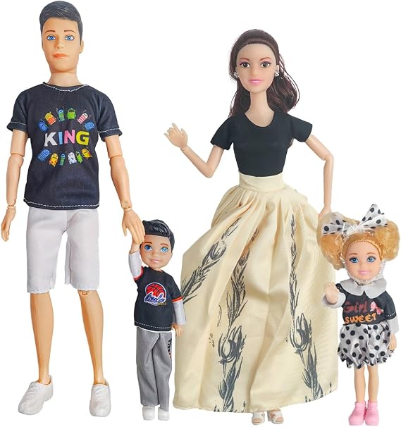 Interactive Family Toy Fun Action Figures Set, Imaginative Family Doll Play