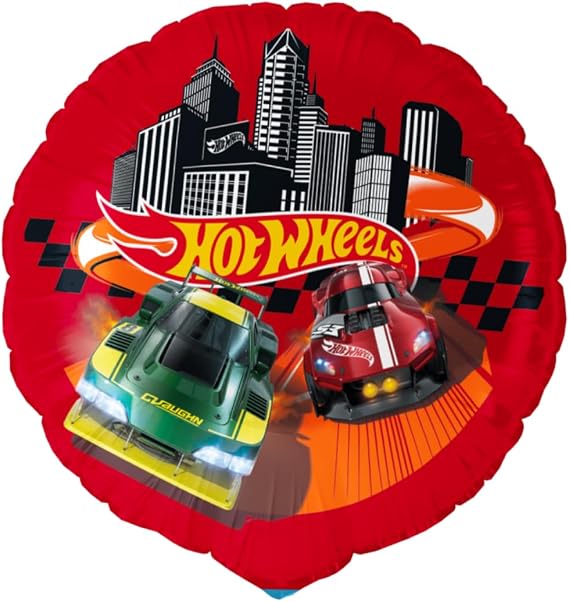 Hot Wheels Balloons, Foil balloons for Helium, Birthday Decoration for Girls and Boys, Suitable for Helium or Air, Resistant Material, 46cm, 1 Unit