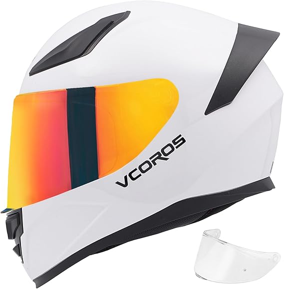VCOROS Full Face Motorcycle Helmet WS609 DOT Approved Adult Street Racing | Lightweight,Motorcycle Helmets with Visor,DOT FMVSS218 Certified Motorbike Street Bike Racing,Washable Liner,Headset Mic Slot