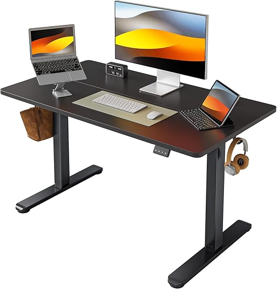 FEZIBO Electric Standing Desk, Height Adjustable Stand up Desk, 40 x 24 Inches Sit Stand Home Office Desk, Computer Desk, Black