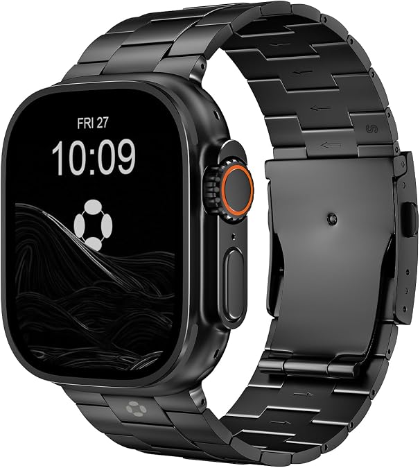 Titanium Watch Band Compatible with Apple Watch Ultra 4 & Ultra 3/2/1 49mm - 26mm Wide-Body Metal Apple Watch Ultra Band with Scratch Resistant DLC Coating for men - CRNS01 Business Series
