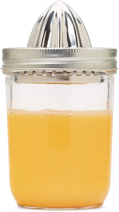 Jarware Citrus Juicer Lid For Wide Mouth Mason Jars, Stainless Steel Juicer