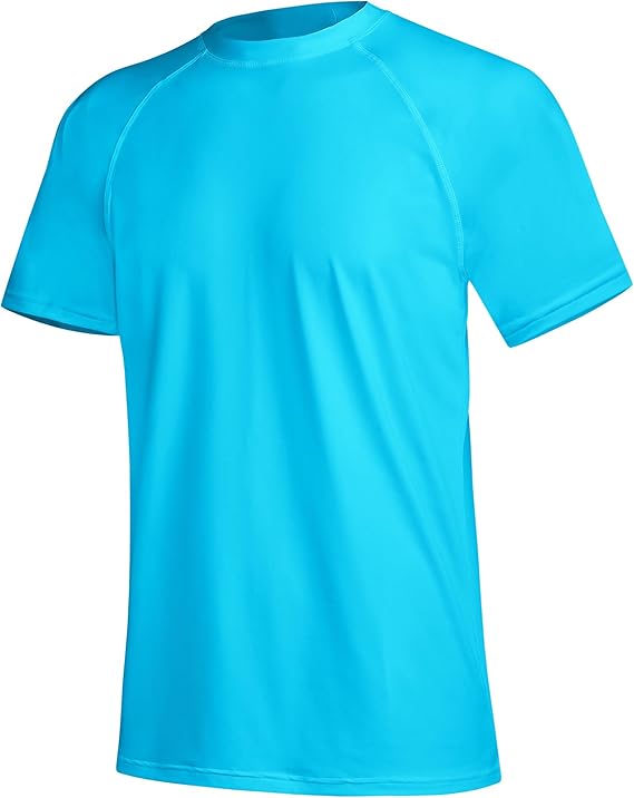 Satankud Men's UPF 50+ Rashguard Swim Tee Short Sleeve Running Shirt Swimwear Swim Hiking Workout Shirts