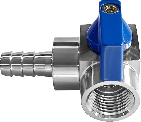 Beduan Stainless 3/8" Barbed x 3/8" NPT Female 90 Degree Elbow Ball Valve Shut Off