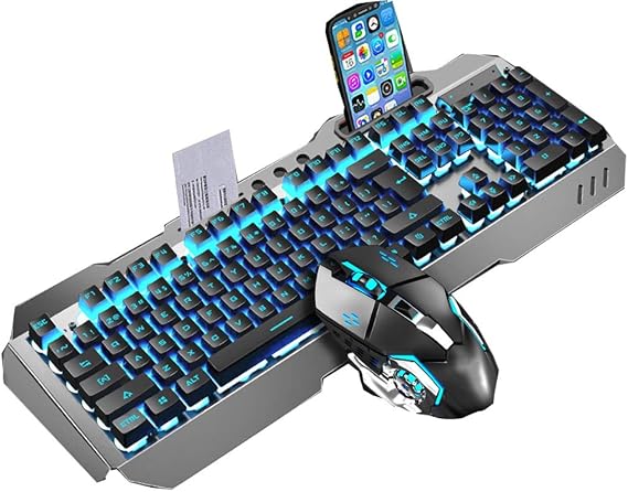 ARCH Waterproof Gaming Keyboard with Multimedia Knob, Knob Ergonomics Mechanical Keyboard with Mobile Phone Holder Slot,for Windows PC Computer Desktop (Color : D)