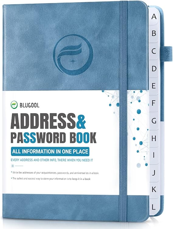Address Book with Alphabetical Tabs, Hardcover Password Keeper 5.3"x7.7"