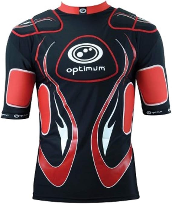 OPTIMUM BODY PROTECTION ''INFERNO'' BLACK/RED - Rugby - Protective Gear - (Boys + Adults)