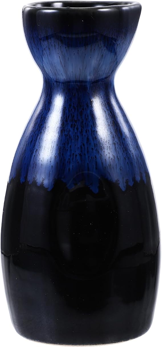 1 Pack Porcelain Sake Carafe Sake Bottle Vintage Hand Crafted Ceramic Blue Japanese Pot for Serving Hot and Cold (5.9Inch)