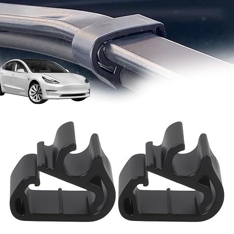 Wiper Washer Hose Clips Compatible with Tesla Model 3 Y 2017-2025, 2-Pack | Snap-On Retention Fasteners Help Secure Fluid Tubing Along the Wiper Arm; Black ABS Plastic Construction