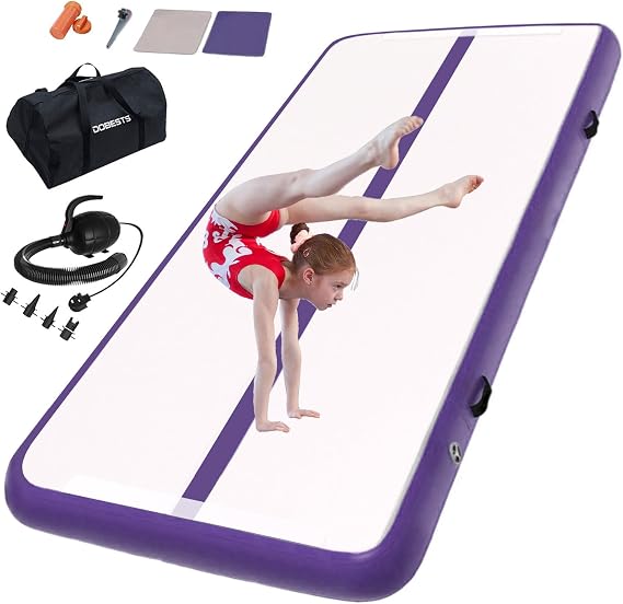 DOBESTS Inflatable Air Gymnastics Mat 6.6/10/13/16/20 ft with 4/8 in Home