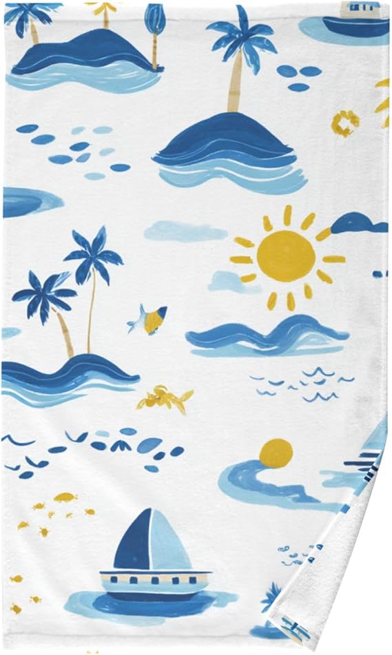 Cotton Towel Soft Face Towel Hand Bath Towel Quick Dry Absorbent Towel for Bathroom Gym Spa Travel Beach Island Boat and Sun
