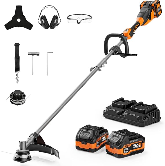 Alloyman 40V MAX Cordless String Trimmer, 2-in-1 Weed Wacker Trimmer & Edger, 2 x 4.0Ah Batteries and Fast Charger Included, 13.4Inch Electric Weed Eater for Lawn Edging, Yard, Garden