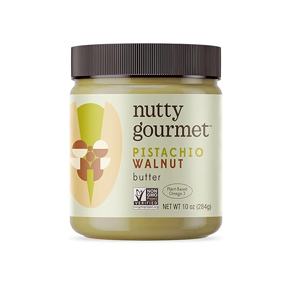 Nutty Gourmet Pistachio Walnut Spread - No Added Sugar - No Palm Oil - Peanut Free - Gluten Free - Protein Breakfast Snack - Best for Dips, Fillings, Sauces, Baking (10oz, 1 Pack)