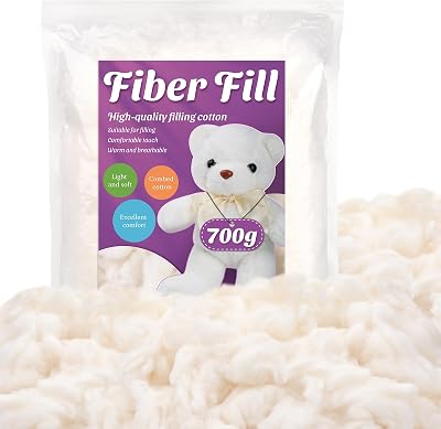 Cotton Stuffing, 700g24.69oz Natural Combed Cotton Filling, Soft Pillow Stuffing for Stuffed Animals, Premium Crochet for Stuffed Cushions DIY Crafts