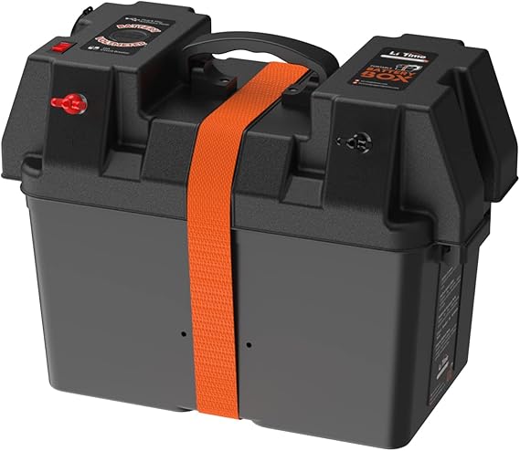Litime Smart Battery Box, Fits Group 24/27/31 Battery, Built-in 12V Outlet