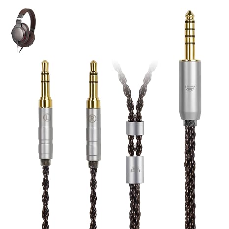 okcsc Replacement Upgrade Cable for Hifiman HE400SE/Edition XS/SUNDARA/HE560/HE-350/HE1000 Headsets,8 Core OFC Audio Cable Dual 3.5mm Headphone Output Cable for Stock 4 Feet Length 4.4mm Plug