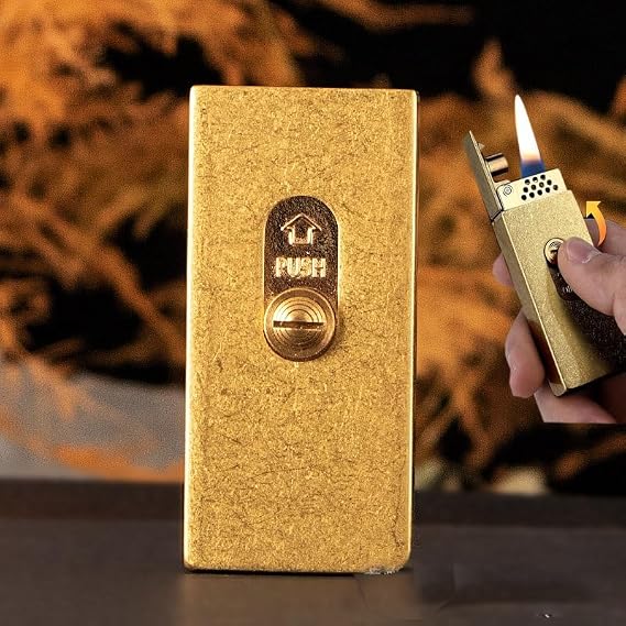 Vintage Trench Lighter Fluid Refillable, Antique Soft Flame Lighters, Windproof Matchbox Kerosene Lighter with Creative Ignition, Unique Lighter Collection for Men Dad Husband(Gold 1)