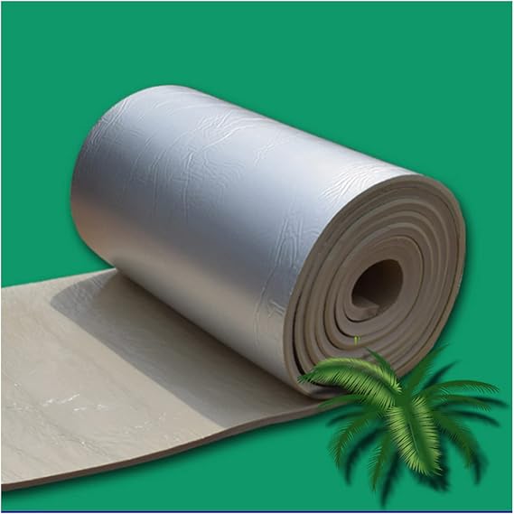 Roof Thermal Insulation Cotton,Aluminum Foil Rubber Insulation Board,Insulation Sheet, Aluminum Foil Waterproof Heat Resistant Thermal Barrier, for Roof Wall, Rubber,20mm(thk),1 * 10M (10m2)