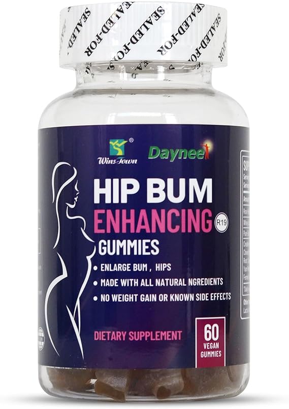 Hips & Butt Enhancement Gummies, Vegan, 60 Ct | Buttocks Multivitamins for Women, Support Gluteal Muscles Tone, No Weight Gain, Feminine Silhouette