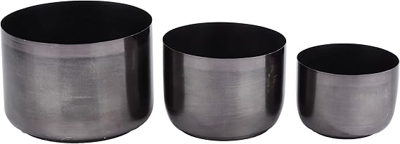 CosmoLiving by Cosmopolitan Metal Planter, Set of 3 9', 7', 6'H, Black