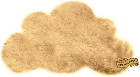 Fur Accents Baby Nursery Area Rug, Cute Fun Cloud Shaped, Faux Throw, Sheepskin Shag (5'x6', Tan Camel)