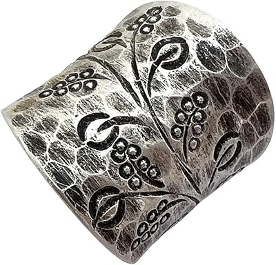 925 Sterling Silver Rings for Women Men Retro Flower Wide Thumb Rings Handmade Hammerd Antique Silver Rings Chunky Open Adjustable Rings Vintage Flower Ring Band Flower Rings for Women Gifts