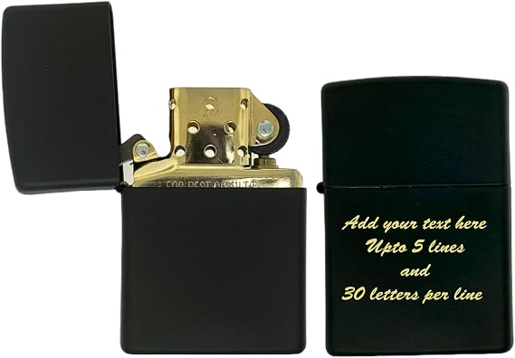 Zippo Personalized Classic Windproof Oil Lighter with Gold Inserts Engraving - Christmas, Groomsman, Halloween & Valentines Day Gift (Black)