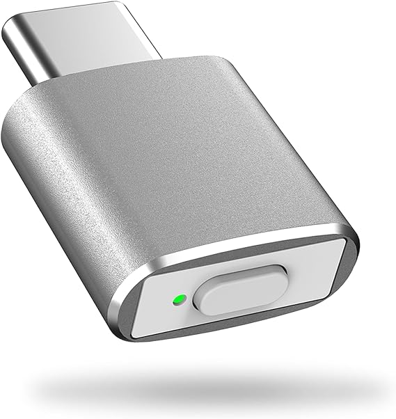 Mouse Jiggler Undetectable USB C Mouse Mover, Automatic Type C Mice Wiggler with 3 Jiggle Modes and Switch Button, Keep Computer/Laptop/PC Awake, Plug and Play (Silver)