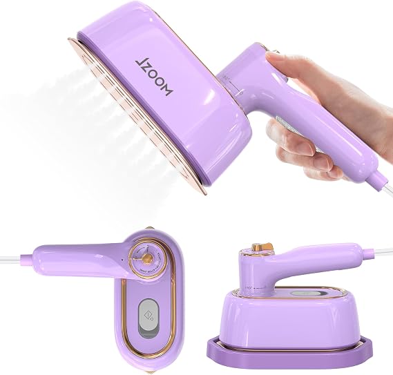 Travel Steamer Iron for Clothes, Portable 2-in-1 Dry & Steam Iron, Flat or Upright Use, 180 Foldable Handle, 15s Fast Heat-Up, 85ml Water Tank, Mini Steamer for Home & Travel