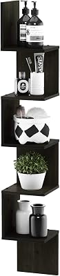 Furinno Rossi Wall Mount Floating Corner Shelf, 5-Tier Square , Espresso