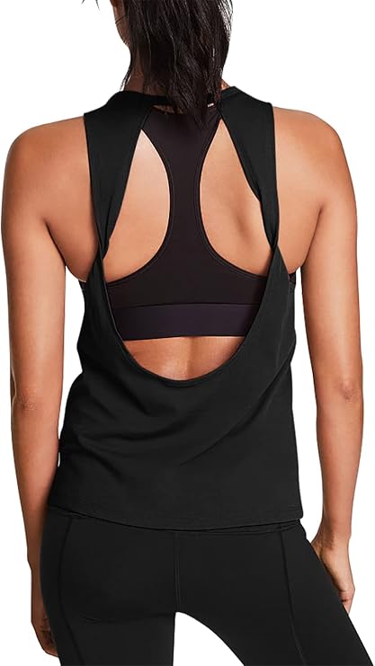 Mippo Workout Tops for Women Open Back Yoga Shirts Athletic Tops | Sleeveless, Twist Back, Sexy, Breathable, Loose Fit, Versatile for Casual, Running Tank