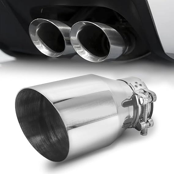 Krtopo Exhaust Tips Muffler Silver 2.5" Inlet 4" Outlet Exhaust Tip 6.7" Overall Length Stainless Steel Chrome-Plated Exhaust