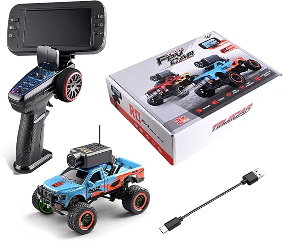 WL FPV RC Car 1/64, 2.4G Fully Proportional Mini Remote Control Car with Camera/Display Screen, APP Auto-Pairing 3-Speed Modes Off-Road RC Truck, Gift for Adults -RTR