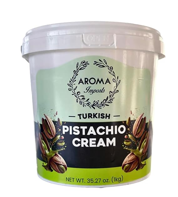 Aroma Imports Turkish Pistachio Cream 1kg (2.2 lbs) | Made with 30% Real Antep Pistachios | Rich, Nutty Gourmet Spread | No Artificial Flavors or Preservatives