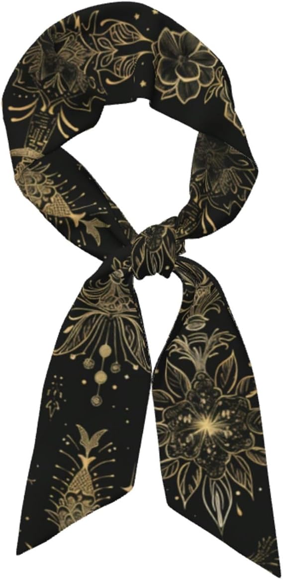 Head Scarf Hair Neck Scarves for Women Fashion Purse Bag Scarfs Handbags Silky Satin Headscarf Charms