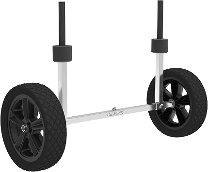 GanFindX Portable Kayak Cart, Foldable Heavy Duty Trolley with Detachable 8" Wheels, Adjustable Boat Carrier for Kayaks and Canoes, Tie-Down Straps Included