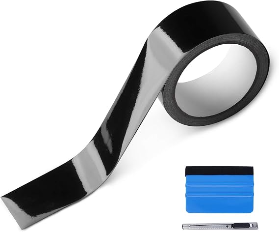 LZLRUN High Gloss Black Vinyl for Chrome Delete Window & Door Trim 2" x30ft | High gloss black wrap, air release, high extensibility, with tool kit, for car black out chrome delete window trim door trim