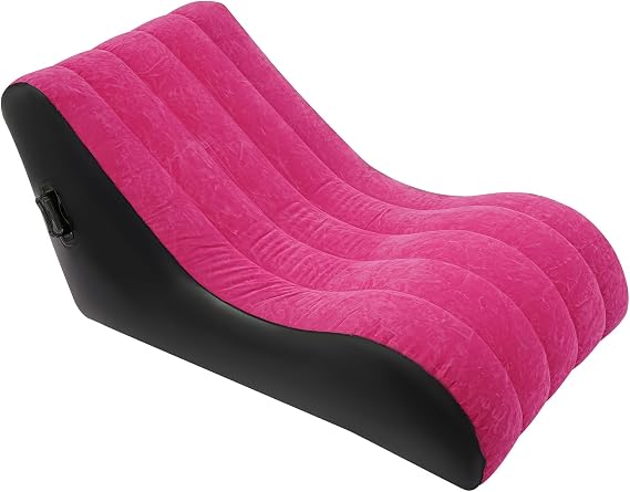 Inflatable Couch with Air Pump, Portable Waterproof Inflatable Sofa Lounger, Foldable Blow Up Sofa Bed for Indoor Outdoor Camping, 440lbs Capacity, 35.4 Wide Rose Red