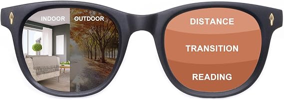 Photochromic Progressive Multifocus Reading Glasses Computer Eyeglasses Transition Readers for Women
