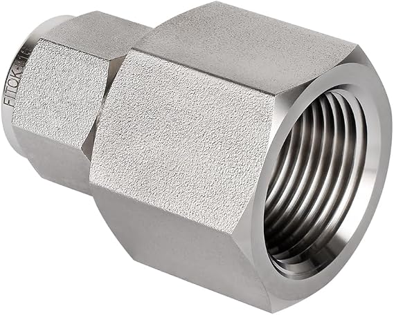 316 Stainless Steel Compression Tube Fitting Female Connector 1/4" Tube OD x 3/8" Female NPT 5300 psi, SS-CF-FL4-NS6